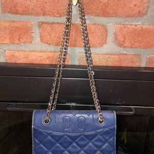 Tory Burch Blue Quilted Shoulder Bag/Crossbody Bag